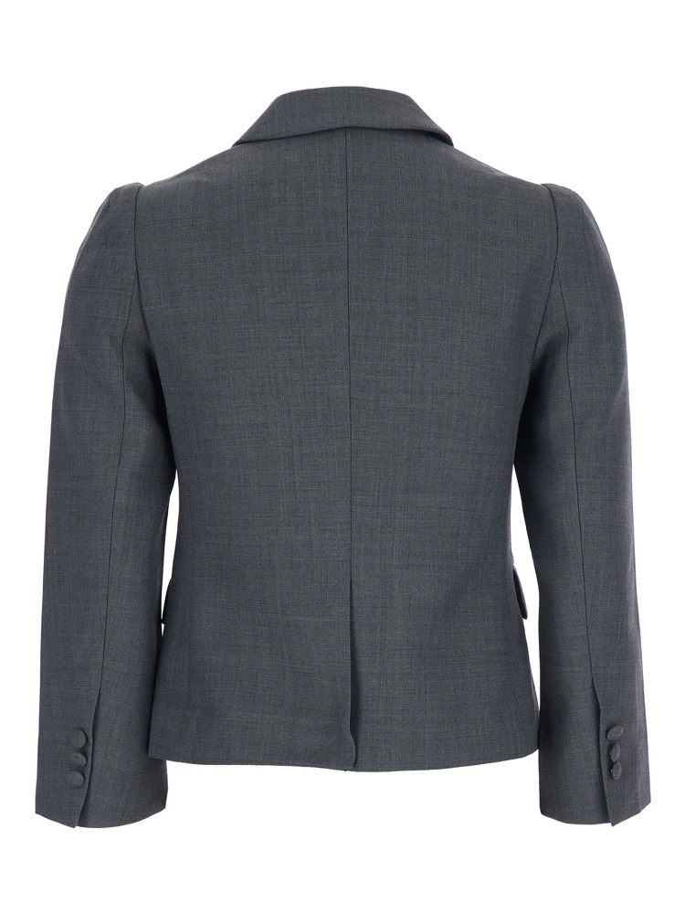 Grey Jacket with Notched Revers and V Neck in Wool Blend Woman alternative