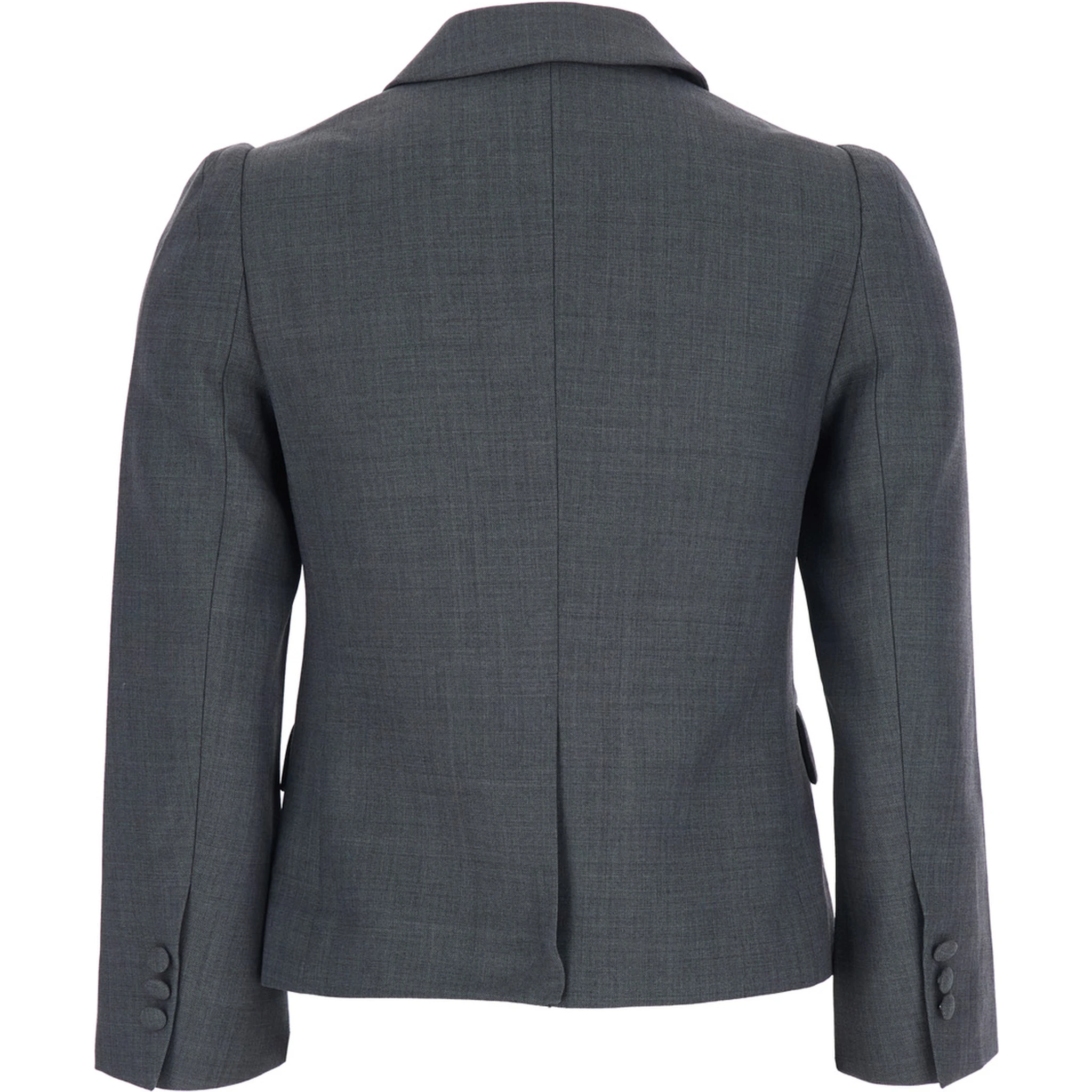 Grey Jacket with Notched Revers and V Neck in Wool Blend Woman