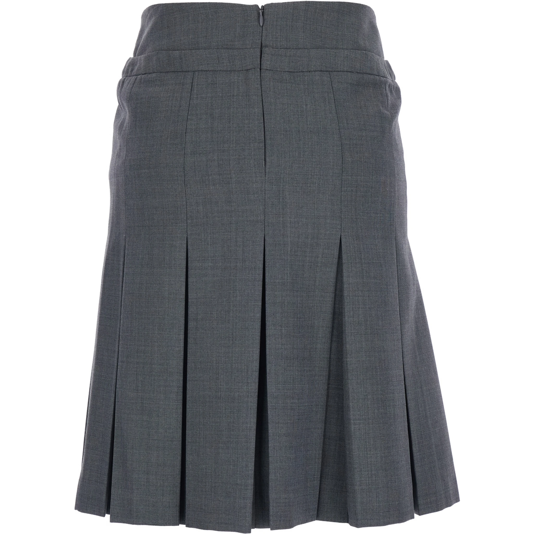 Grey Pleated Skirt with Bow on the Front and Rear Concealed Zip Closure in Cotton Blend Woman