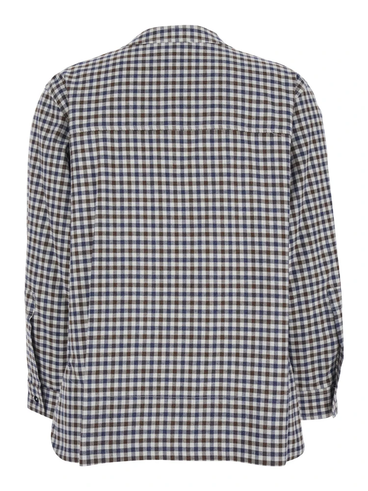 Multicolor Crewneck Shirt with All-Over Check Motif in Fabric Woman alternative