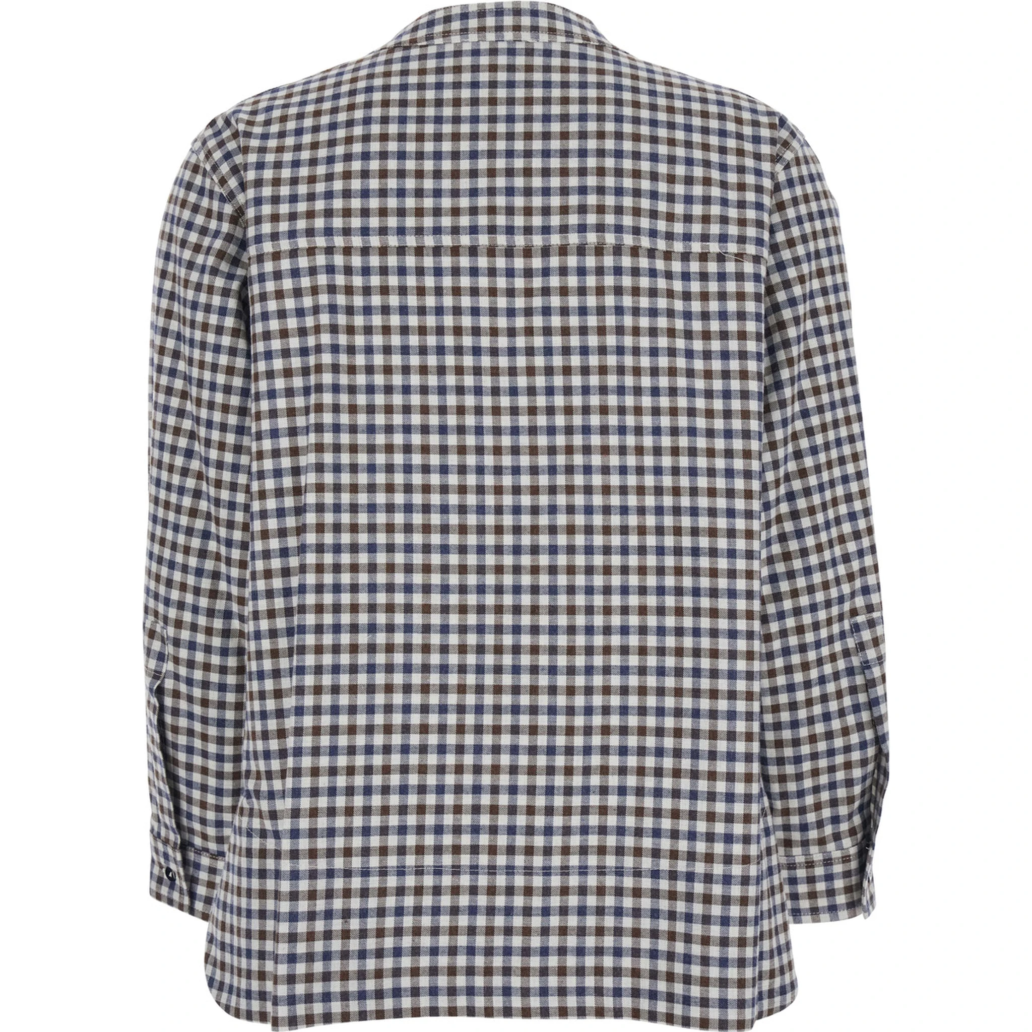 Multicolor Crewneck Shirt with All-Over Check Motif in Fabric Woman