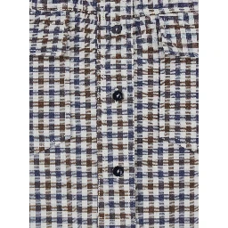 Multicolor Crewneck Shirt with All-Over Check Motif in Fabric Woman