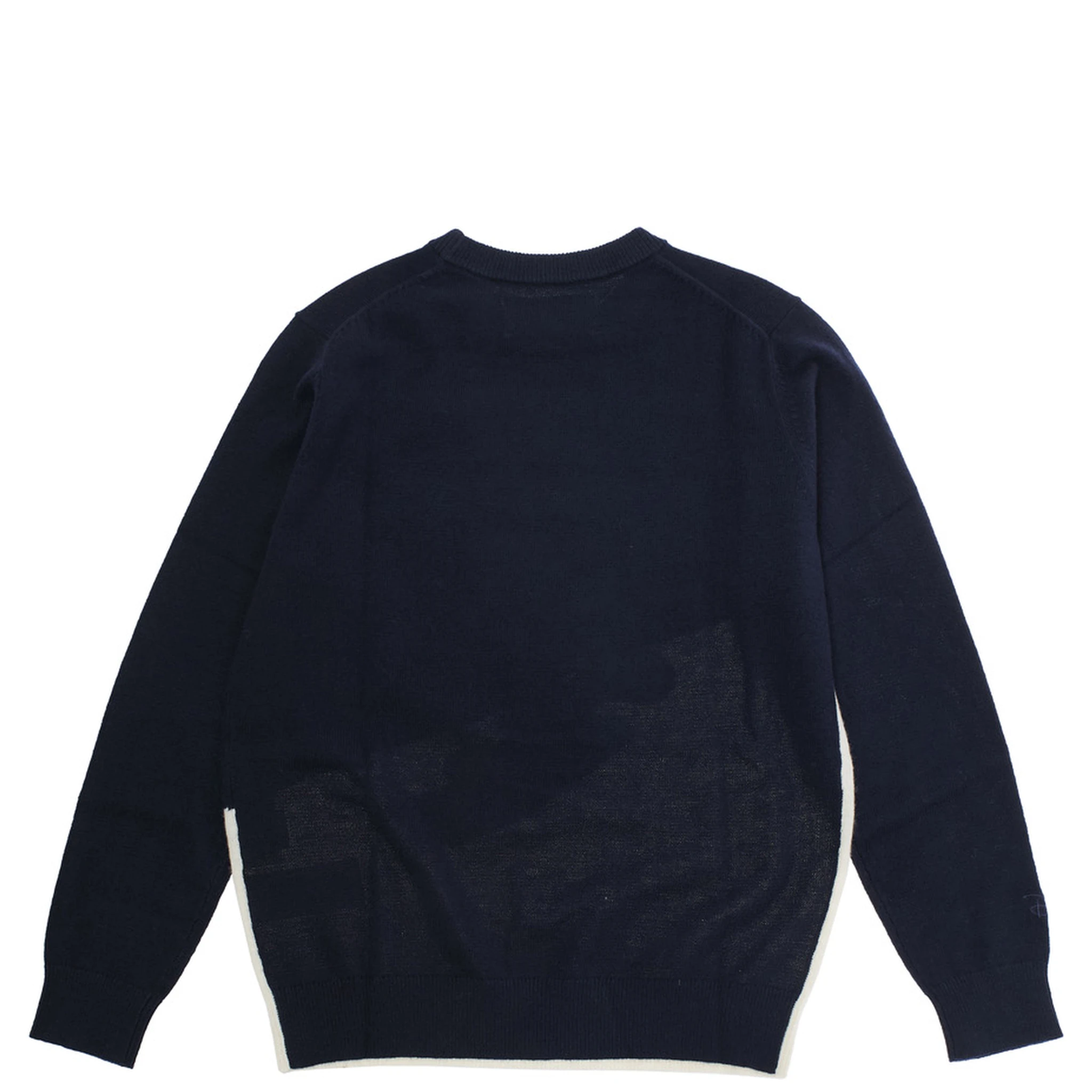 Blue Crewneck Sweater with Maxi Embroidery on the Front and Logo Lettering on the Front in Wool Blend Boy
