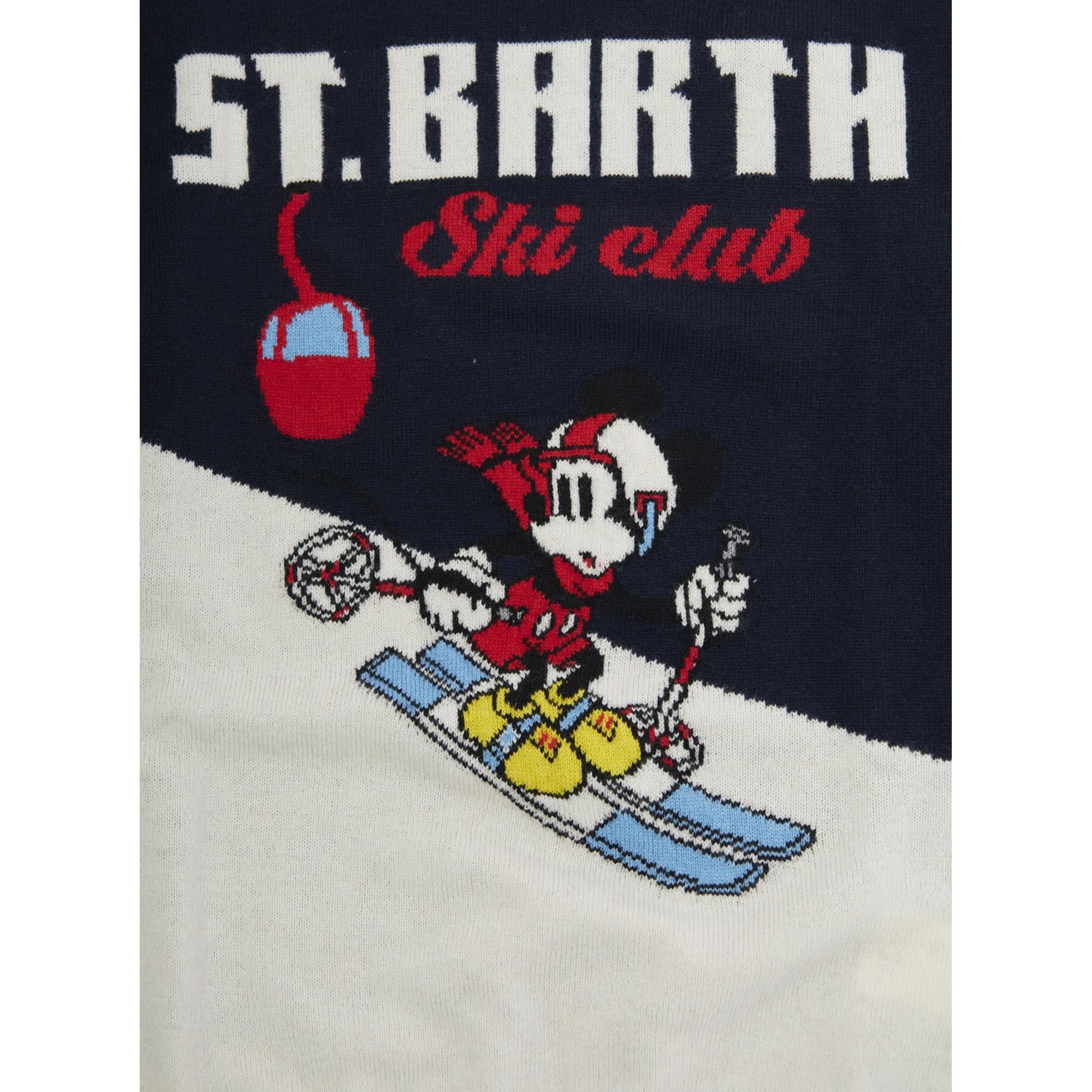 Blue Crewneck Sweater with Maxi Embroidery on the Front and Logo Lettering on the Front in Wool Blend Boy