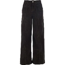 Brown Pants with Belt Loops in Ribbed Velvet Woman