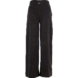 Brown Pants with Belt Loops in Ribbed Velvet Woman