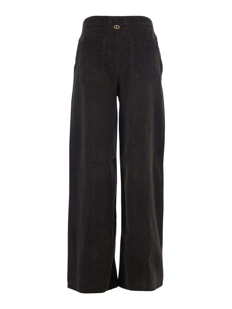 Brown Pants with Belt Loops in Ribbed Velvet Woman alternative