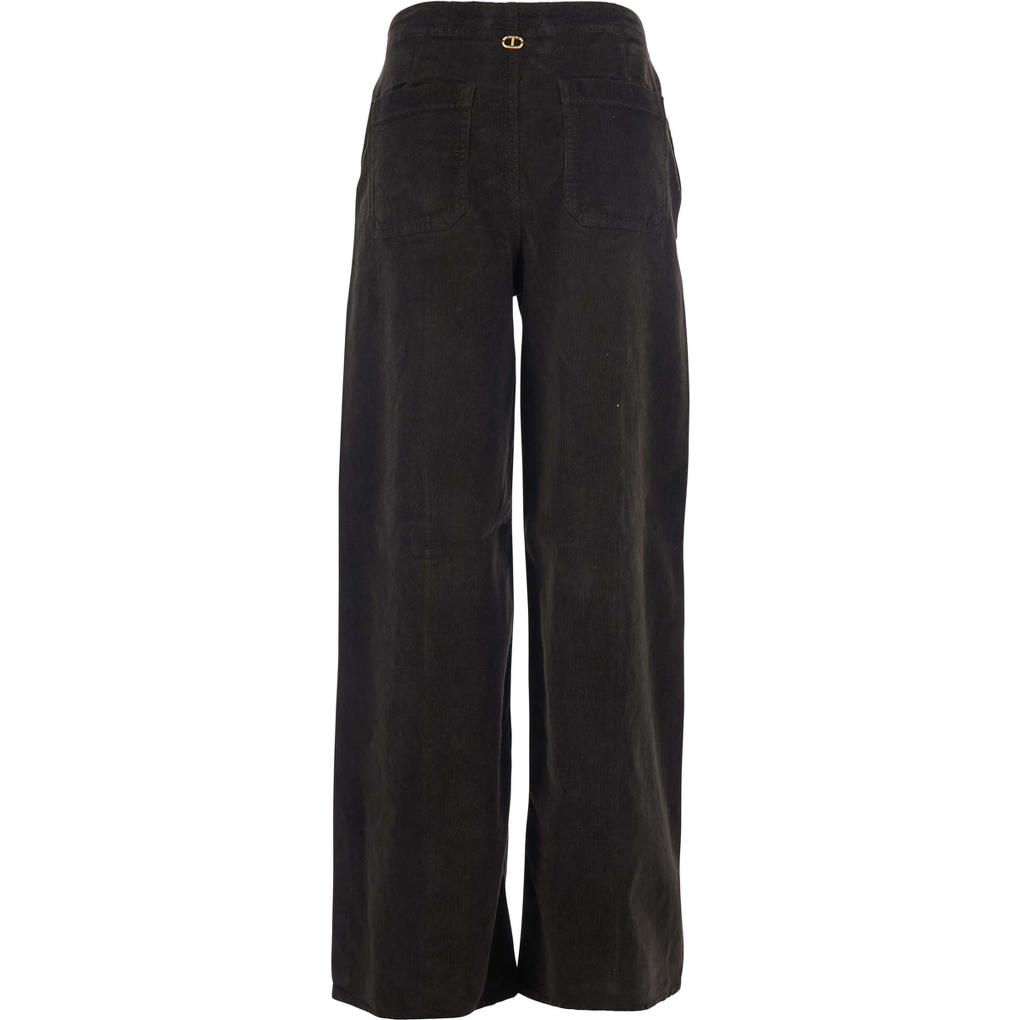 Brown Pants with Belt Loops in Ribbed Velvet Woman