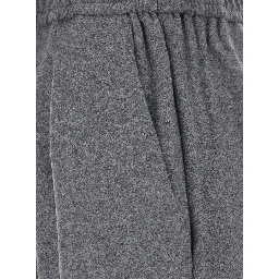 Grey Pants with Elastic Waist and Pleated Design in Wool Blend Woman