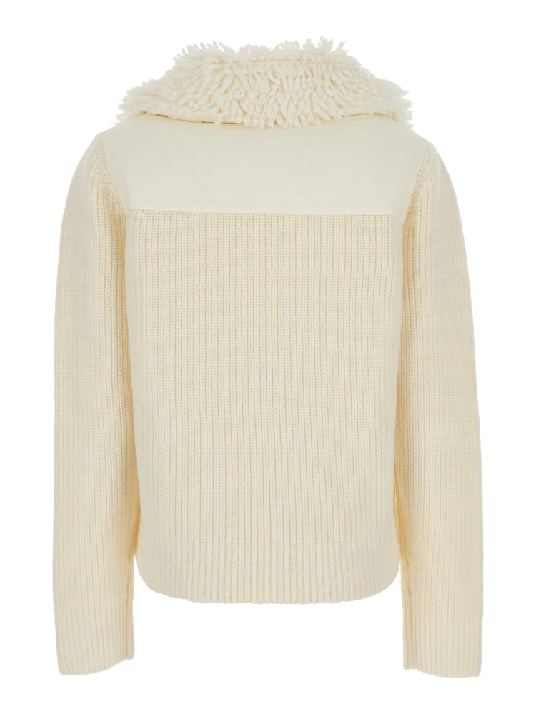 White Jacket with Covered Collar and Logo Patch on the Sleeve in Tech Fabric Woman alternative