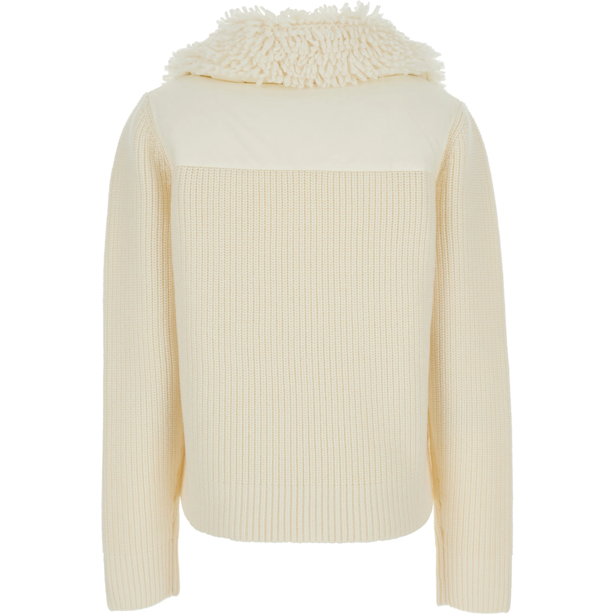 White Jacket with Covered Collar and Logo Patch on the Sleeve in Tech Fabric Woman