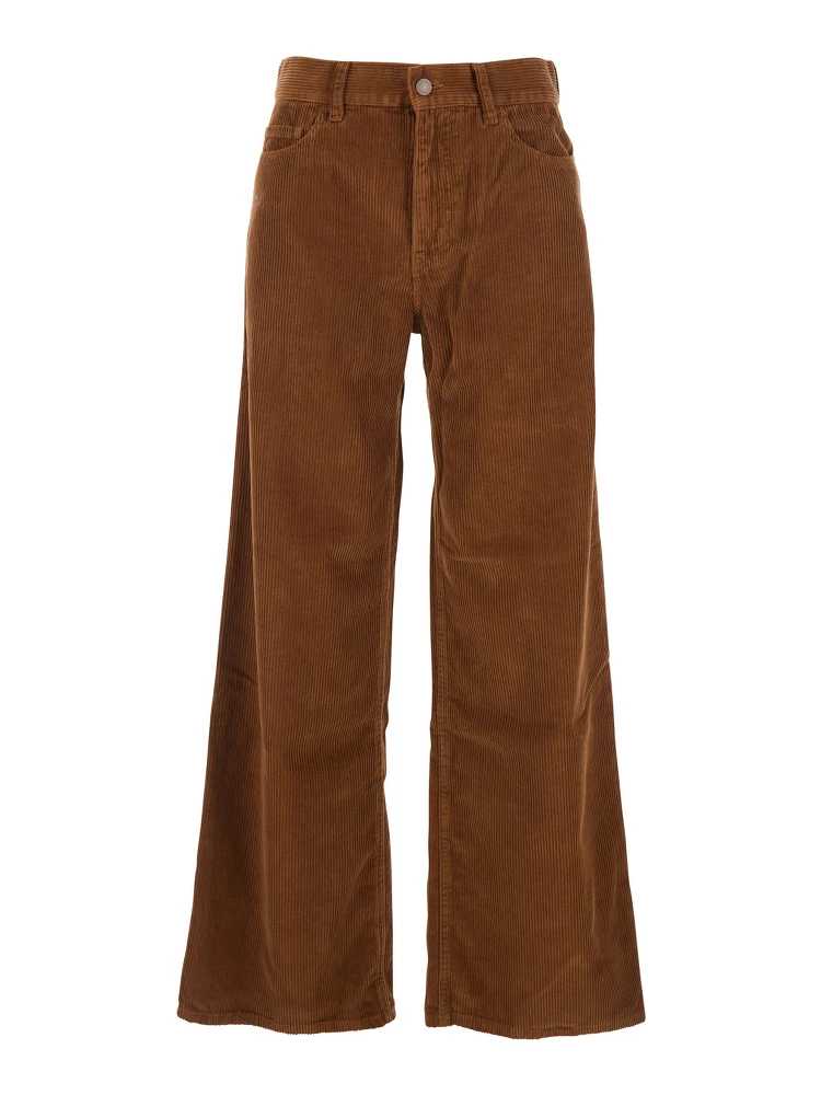 Jolene Brown Jeans with Logo Patch on the Back in Corduroy Woman