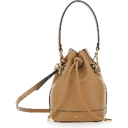 Mon Tresor Mini Beige Handbag with Removable Shoulder Strap and Logo Lettering in Leather Woman