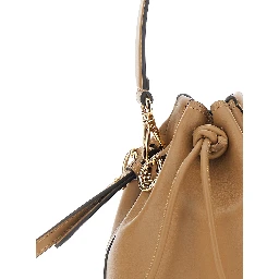 Mon Tresor Mini Beige Handbag with Removable Shoulder Strap and Logo Lettering in Leather Woman