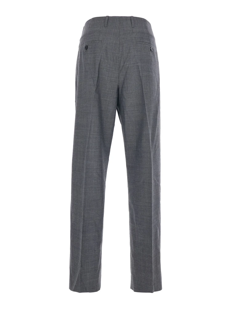 Grey Pants with Logo Pendant on the Front in Wool Man alternative