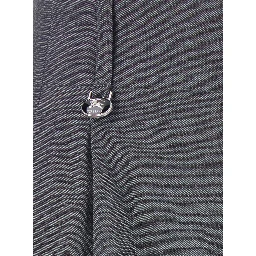 Grey Pants with Logo Pendant on the Front in Wool Man