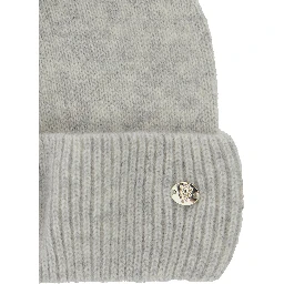 Vivian Grey Beanie with Logo Plaque Detail on the Front in Cashmere Woman