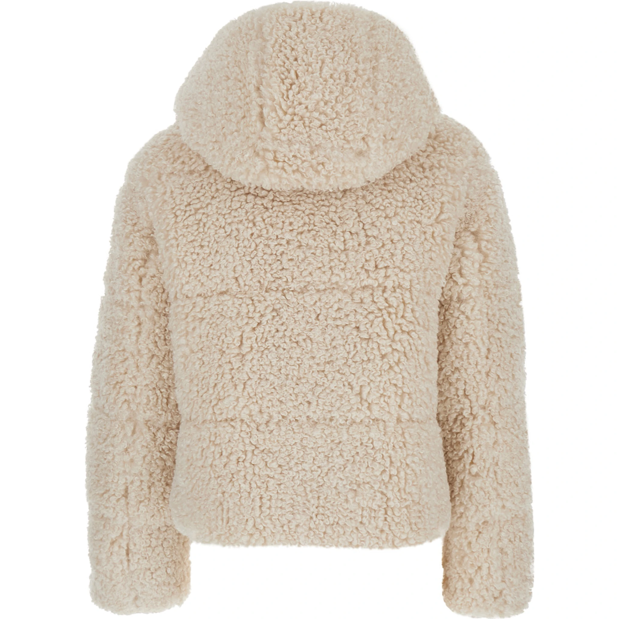 Dada Beige Jacket with Hood and Logo Patch on the Sleeve in Ecofur Woman