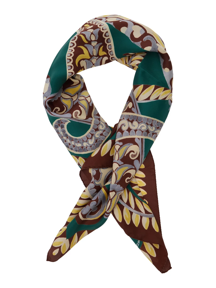 Norma Multicolor Scarf with Paisley Motif and All-Over Floral Print in Silk Woman