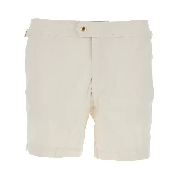 Beige Swim Shorts with Side Adjustable Straps and Logo Patch on the Side in Tech Fabric Man