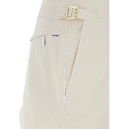 Beige Swim Shorts with Side Adjustable Straps and Logo Patch on the Side in Tech Fabric Man
