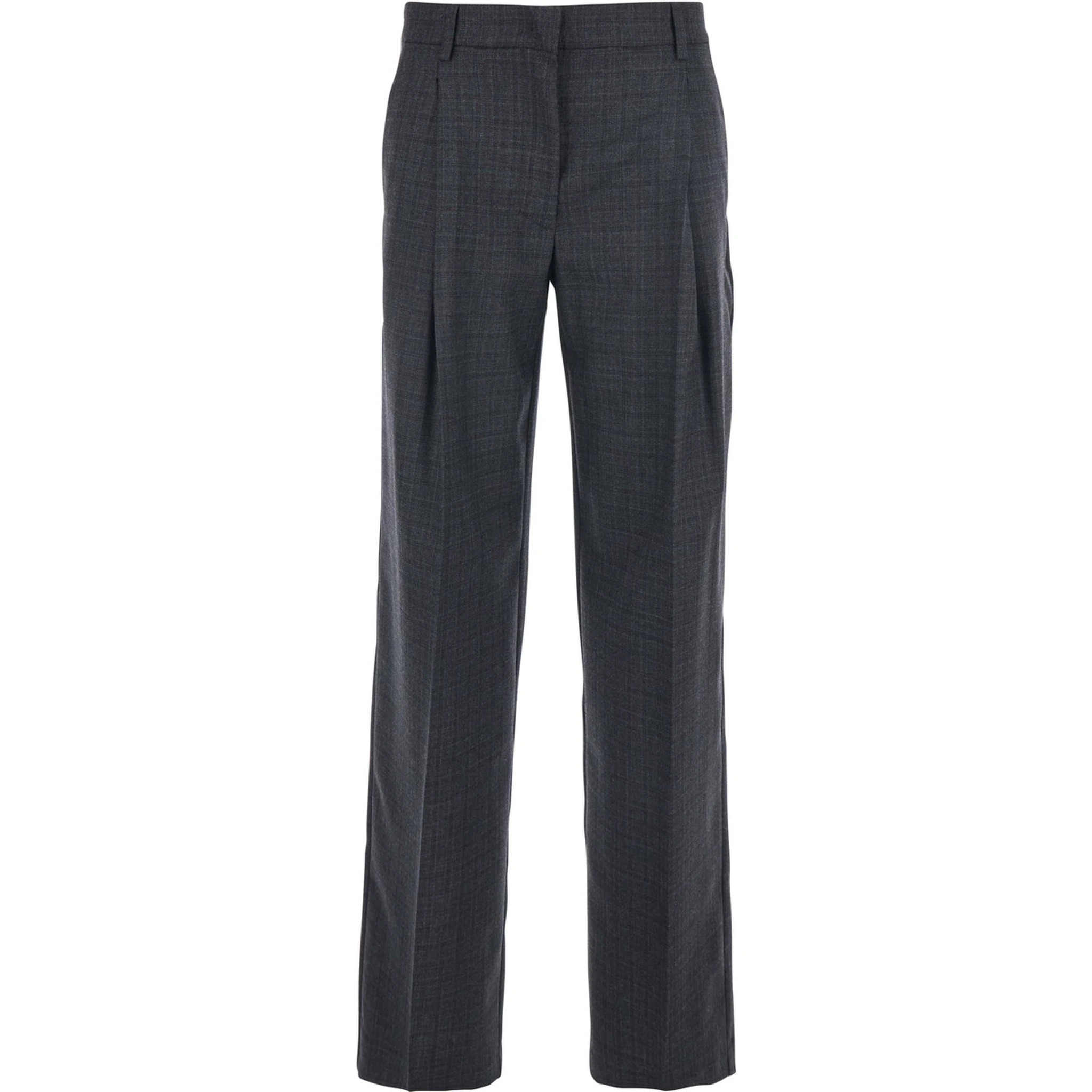 Grey Pants with Belt Loops in Wool Woman