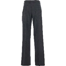 Grey Pants with Belt Loops in Wool Woman
