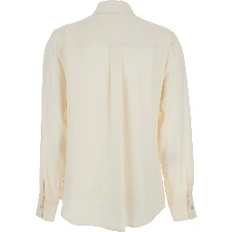 White Shirt with Classic Collar and Buttoned Cuffs in Cotton Blend Woman