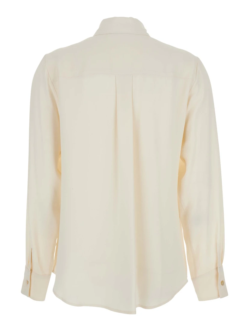 White Shirt with Classic Collar and Buttoned Cuffs in Cotton Blend Woman
