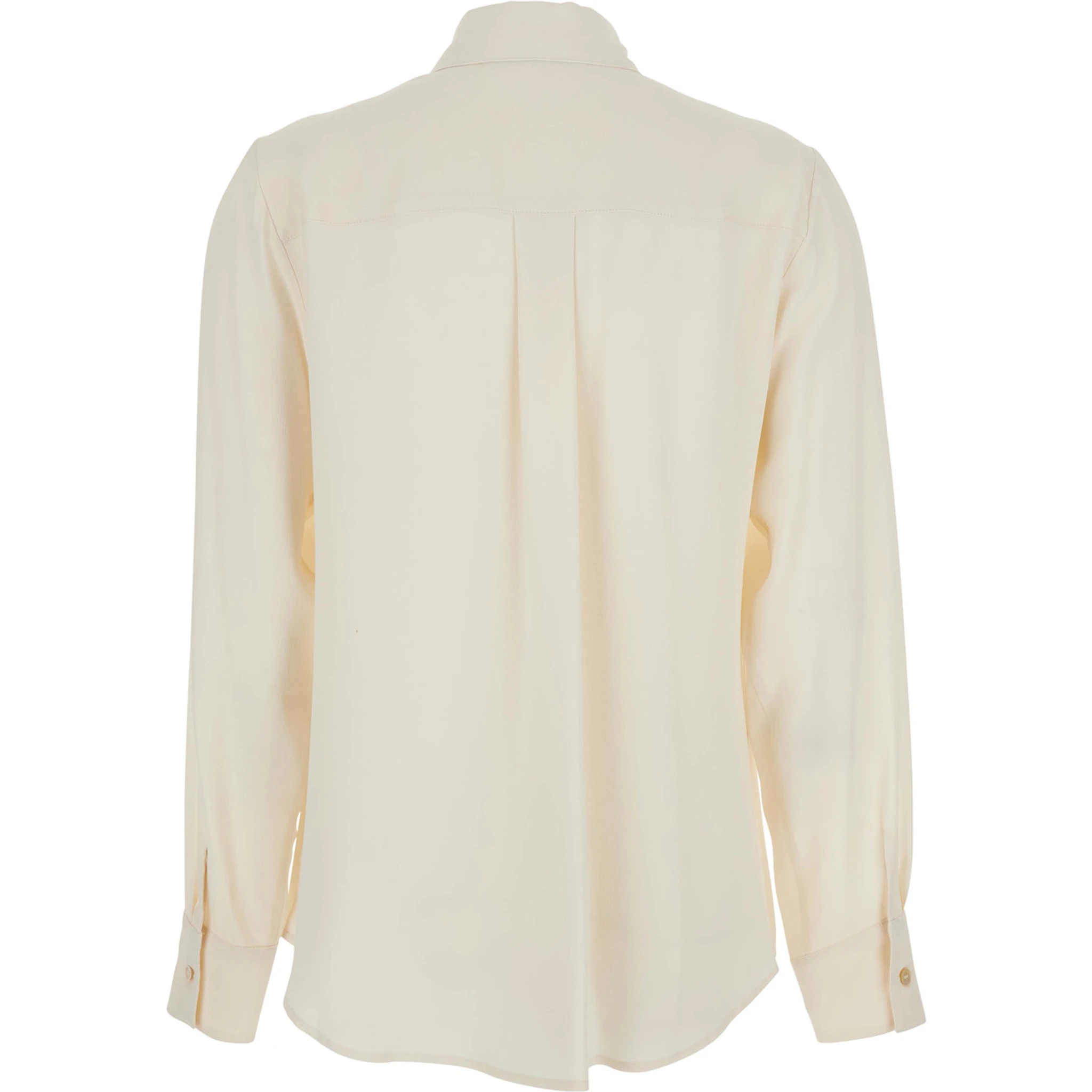 White Shirt with Classic Collar and Buttoned Cuffs in Cotton Blend Woman