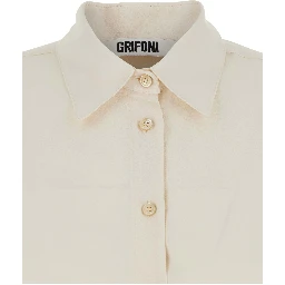 White Shirt with Classic Collar and Buttoned Cuffs in Cotton Blend Woman