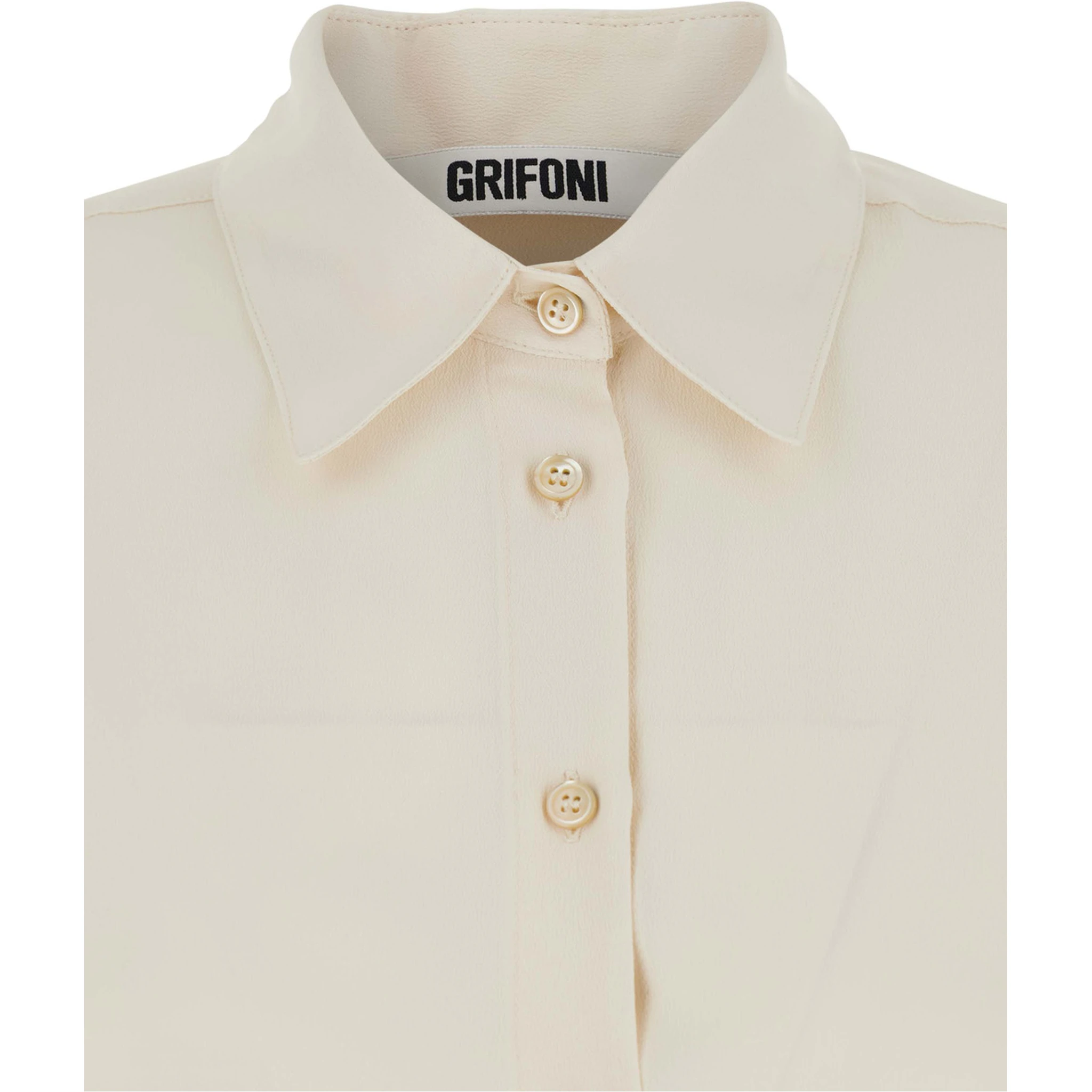 White Shirt with Classic Collar and Buttoned Cuffs in Cotton Blend Woman