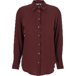 Bordeaux Shirt with Classic Collar and Buttoned Cuffs in Cotton Blend Woman