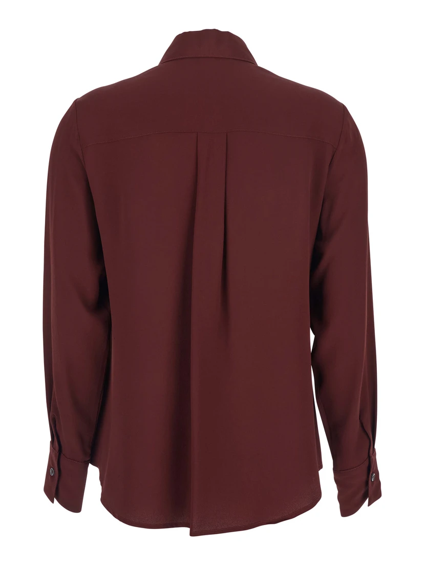 Bordeaux Shirt with Classic Collar and Buttoned Cuffs in Cotton Blend Woman