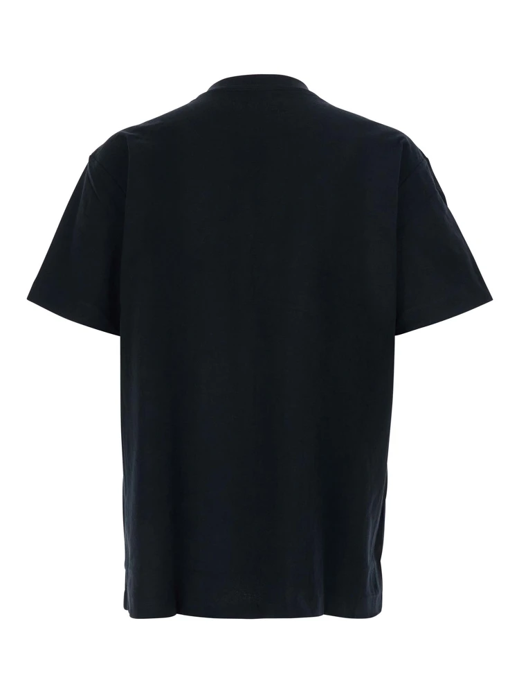 Black Crewneck T-Shirt with Logo Lettering on the Front in Cotton Man alternative