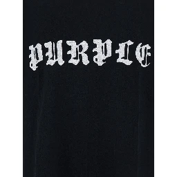 Black Crewneck T-Shirt with Logo Lettering on the Front in Cotton Man