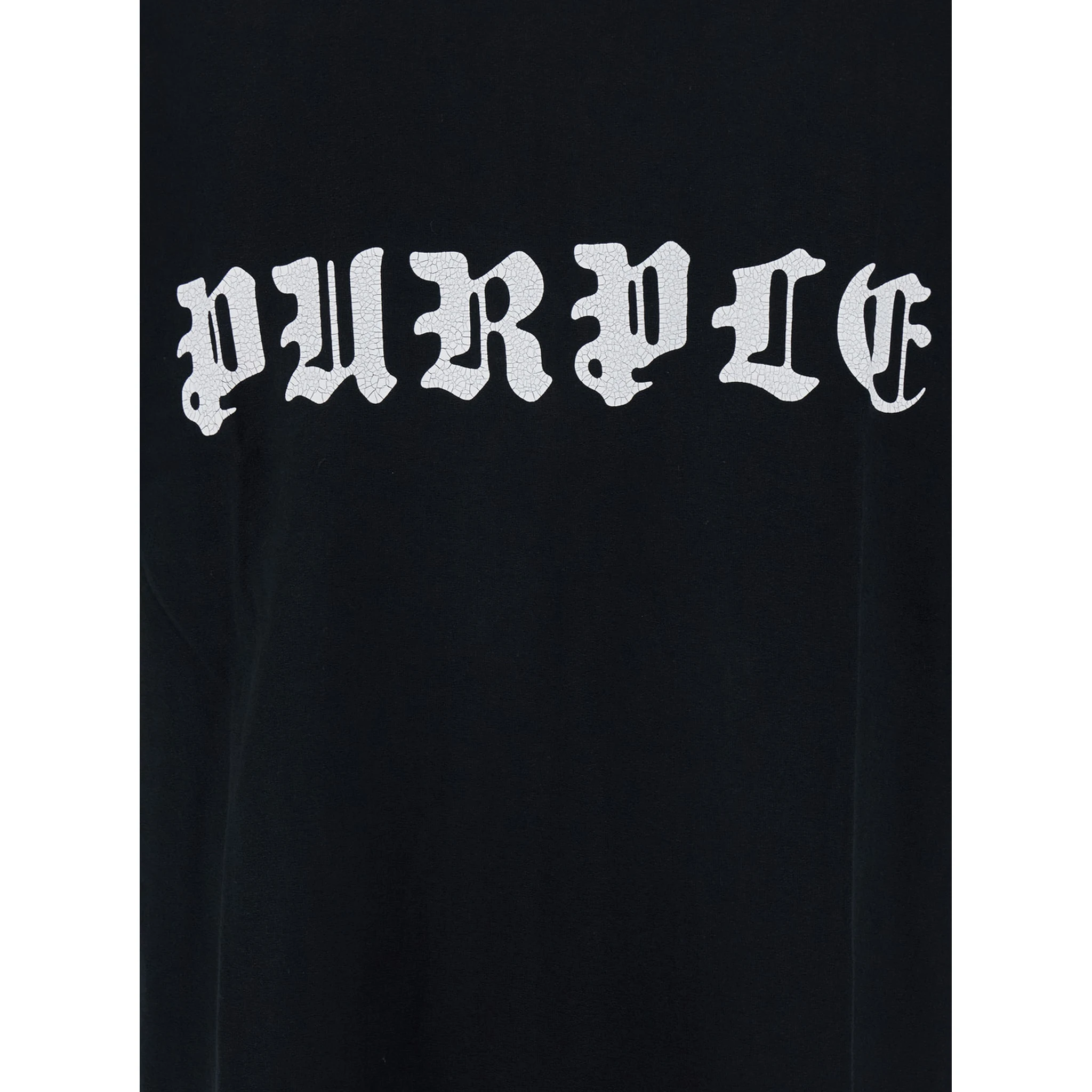 Black Crewneck T-Shirt with Logo Lettering on the Front in Cotton Man