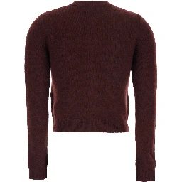 Bordeaux Crewneck Cardigan with Beaded Embroidery on the Front in Wool Blend Woman