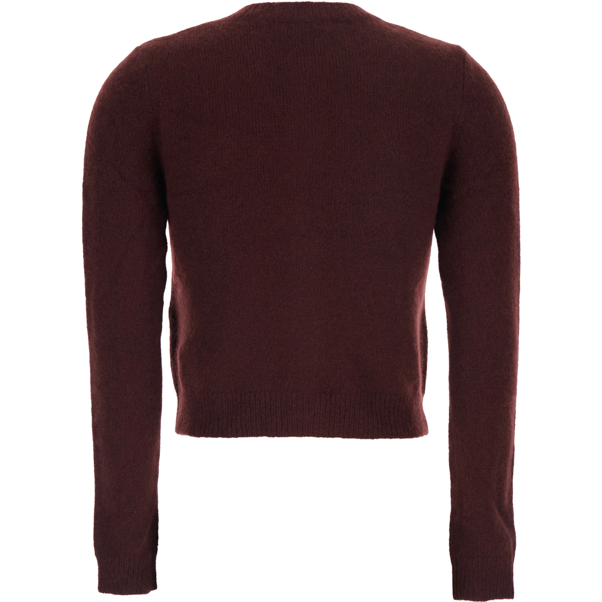 Bordeaux Crewneck Cardigan with Beaded Embroidery on the Front in Wool Blend Woman