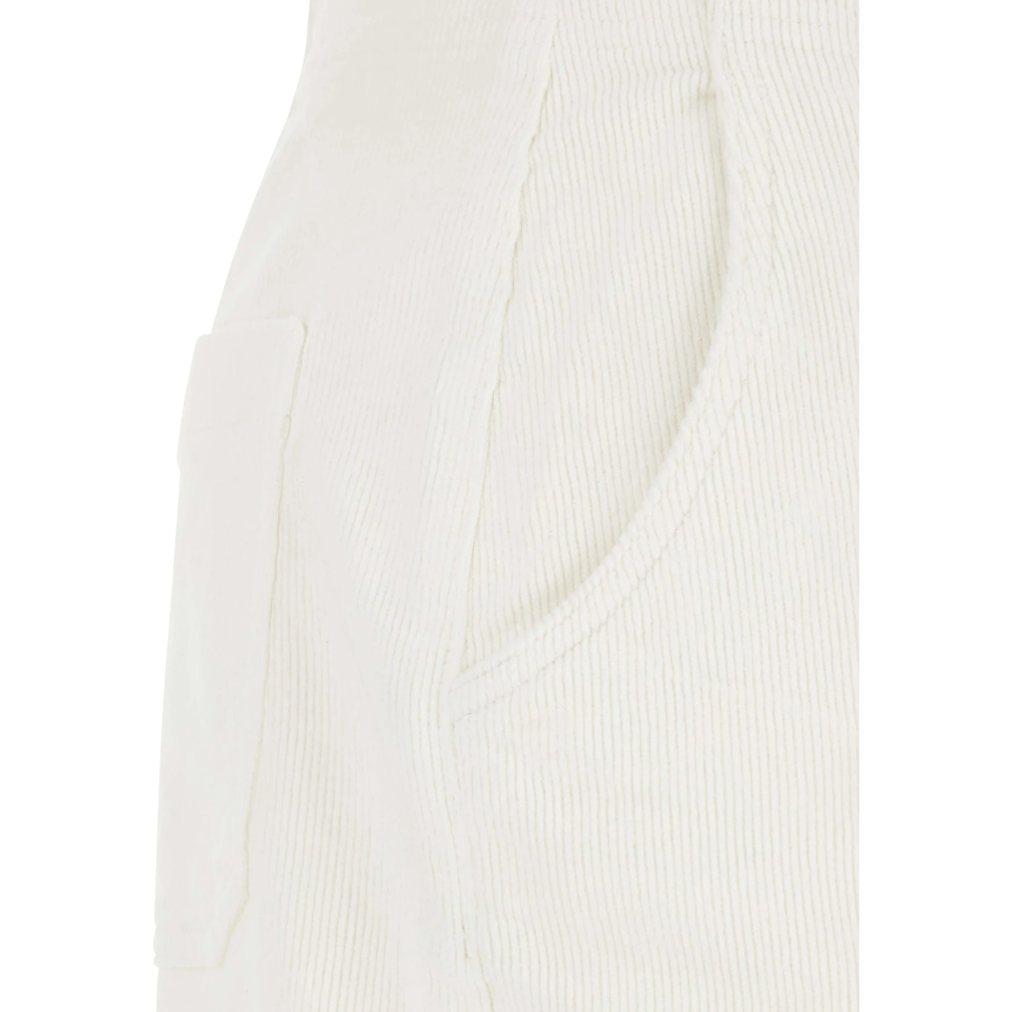 White Pants with Belt Loops in Ribbed Velvet Woman