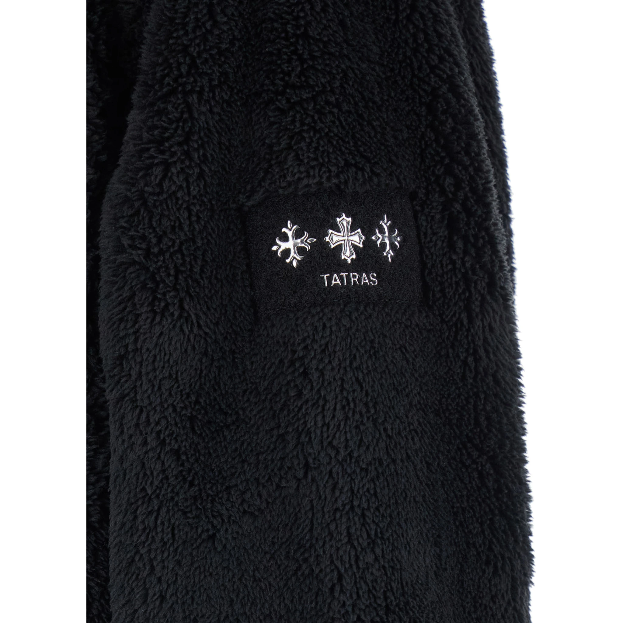 Menfi Black Jacket with Drawstring Hood and Logo Patch on the Sleeve in Ecofur Man