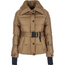 Bataillouse Beige Down Jacket with Logo Patch on the Sleeve and Front Belt in Tech Fabric Woman