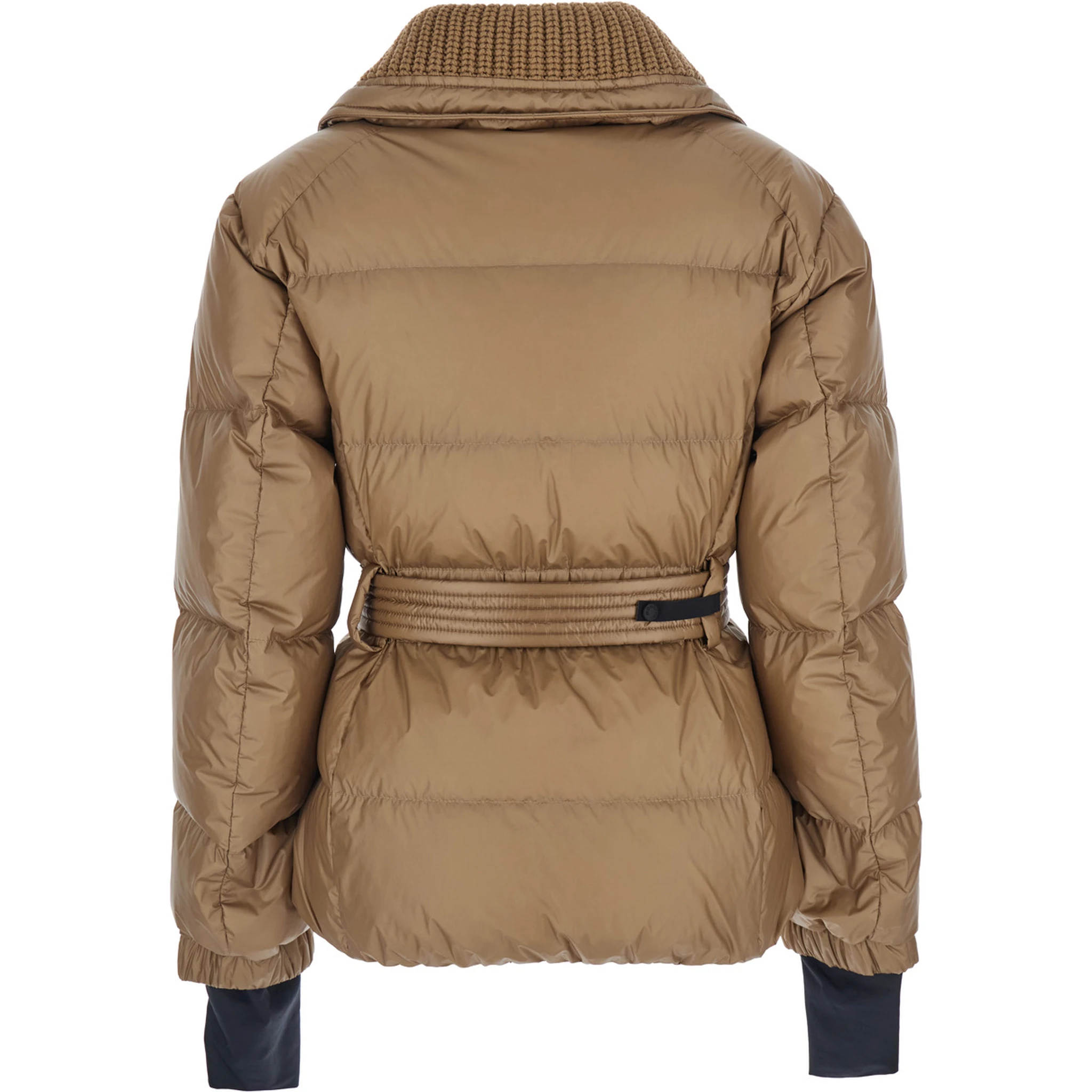 Bataillouse Beige Down Jacket with Logo Patch on the Sleeve and Front Belt in Tech Fabric Woman