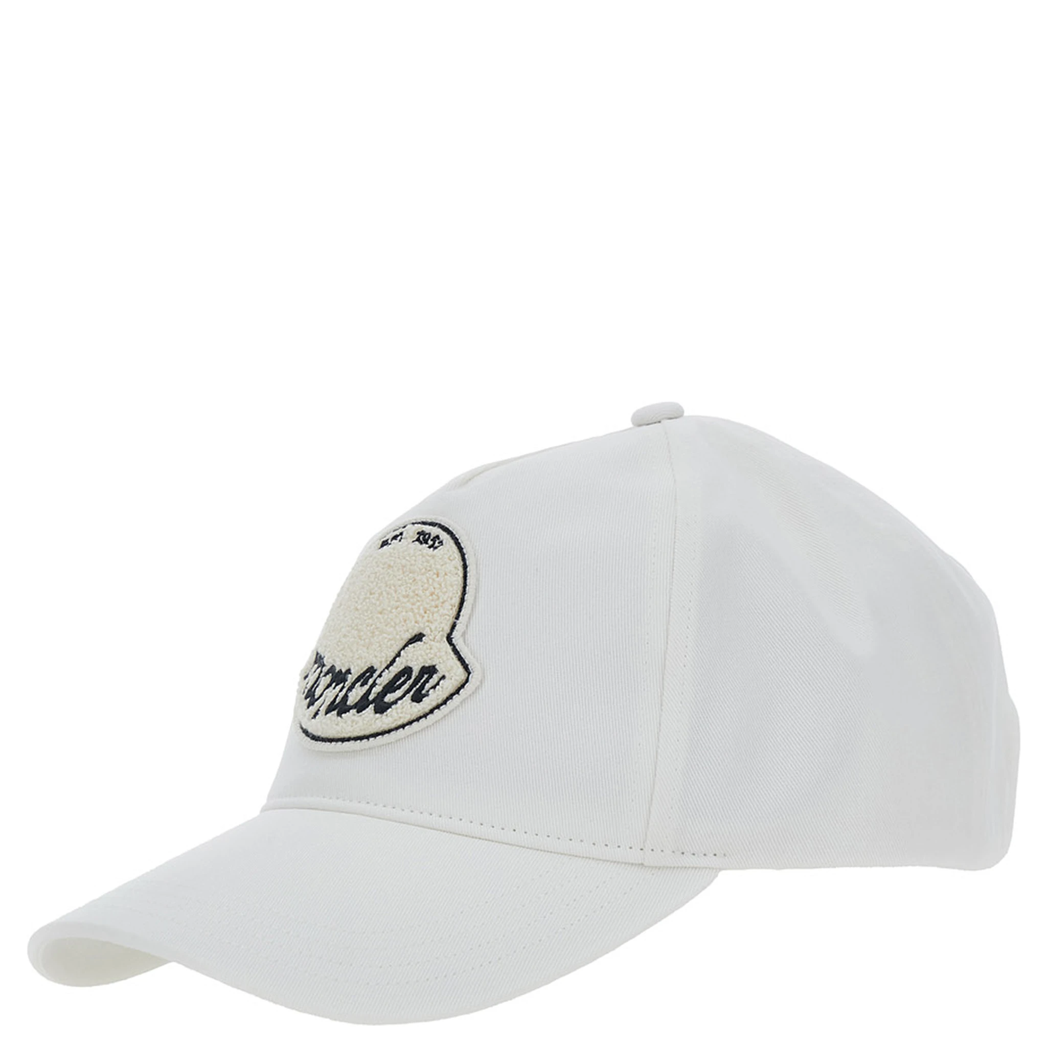 White Baseball Cap with Logo Patch on the Front in Cotton Man