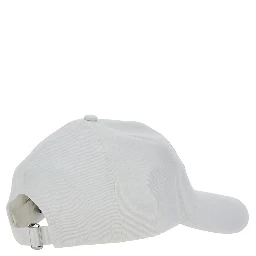 White Baseball Cap with Logo Patch on the Front in Cotton Man