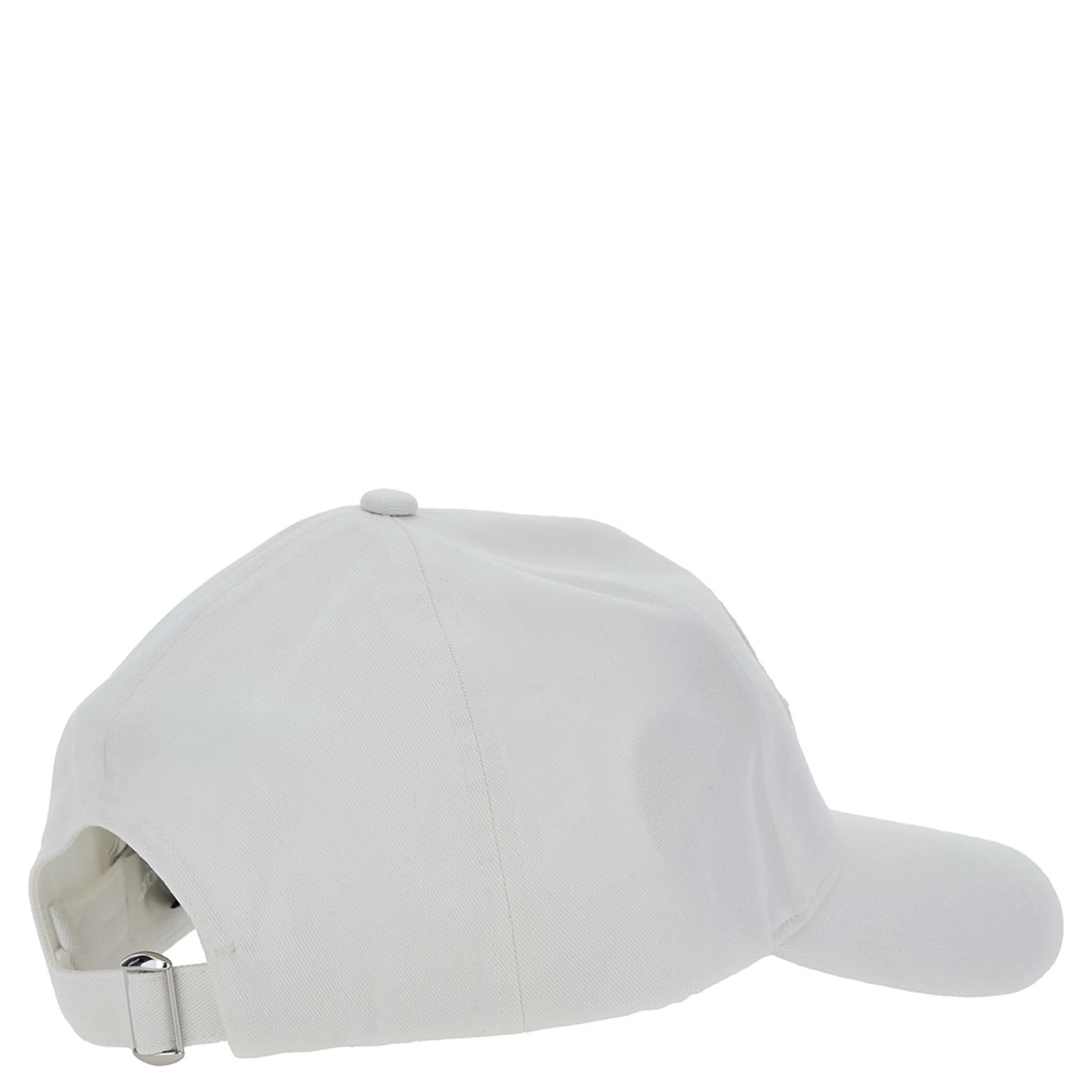 White Baseball Cap with Logo Patch on the Front in Cotton Man
