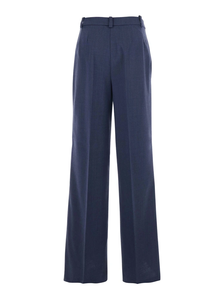 Blue Pants with Belt Loops in Wool Woman