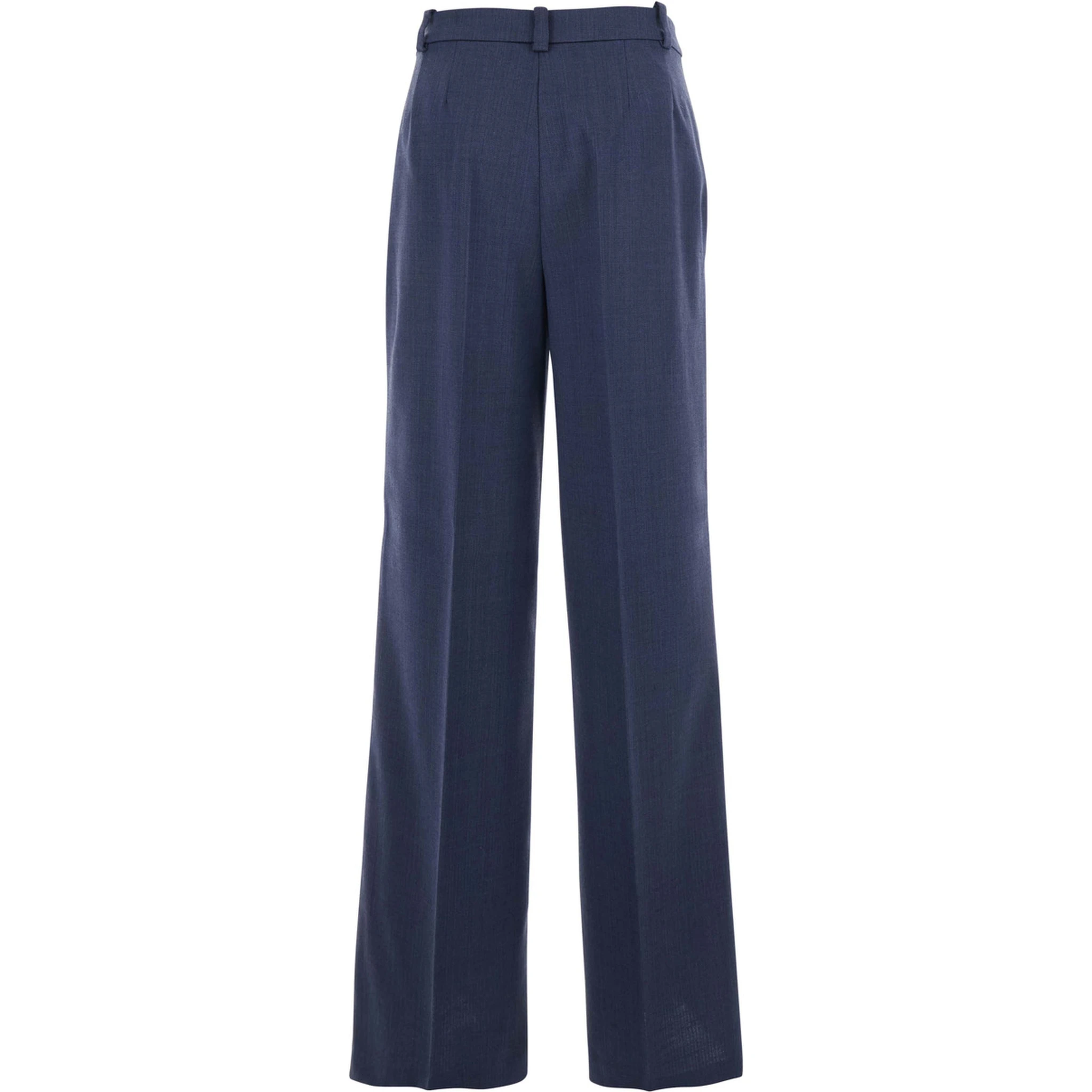 Blue Pants with Belt Loops in Wool Woman