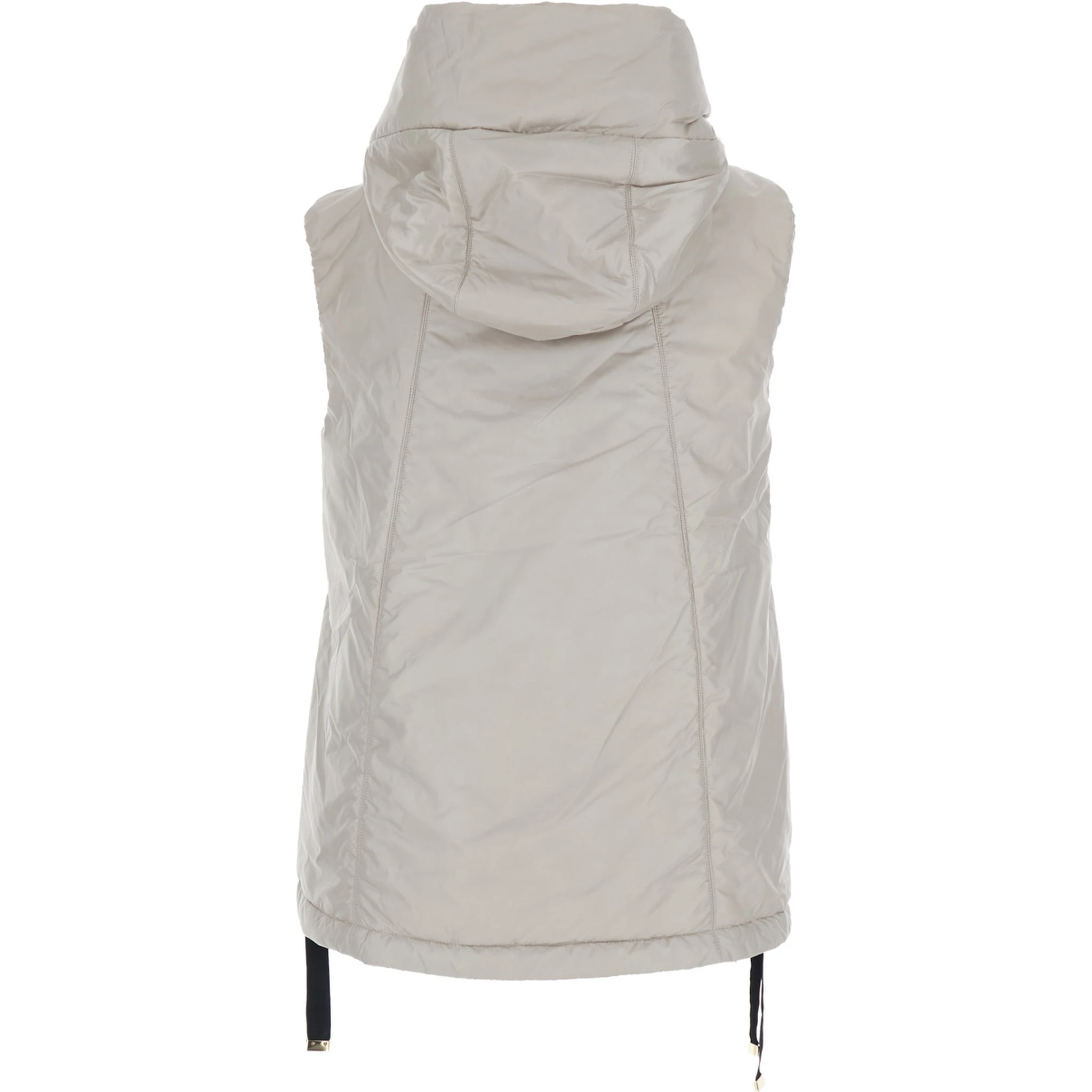 Greengo Beige Vest with Drawstring Hood and Drawstring Waist in Tech Fabric Woman