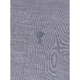 Grey Polo Shirt with Classic Collar and ADC Embroidery on the Front in Wool and Silk Blend Man